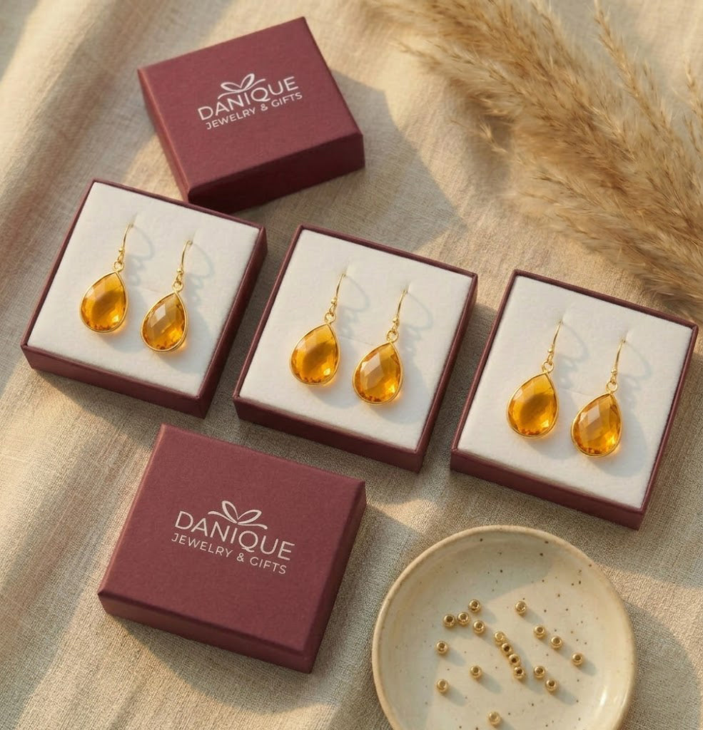 citrine earrings gift box packaging jewelry gift for her november birthstone