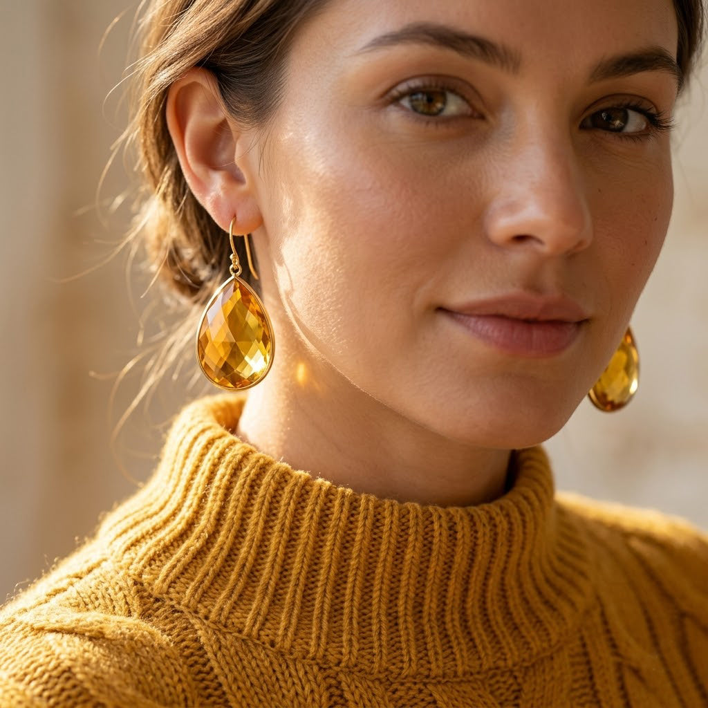 citrine drop earrings gold filled teardrop gemstone earrings gift for her
