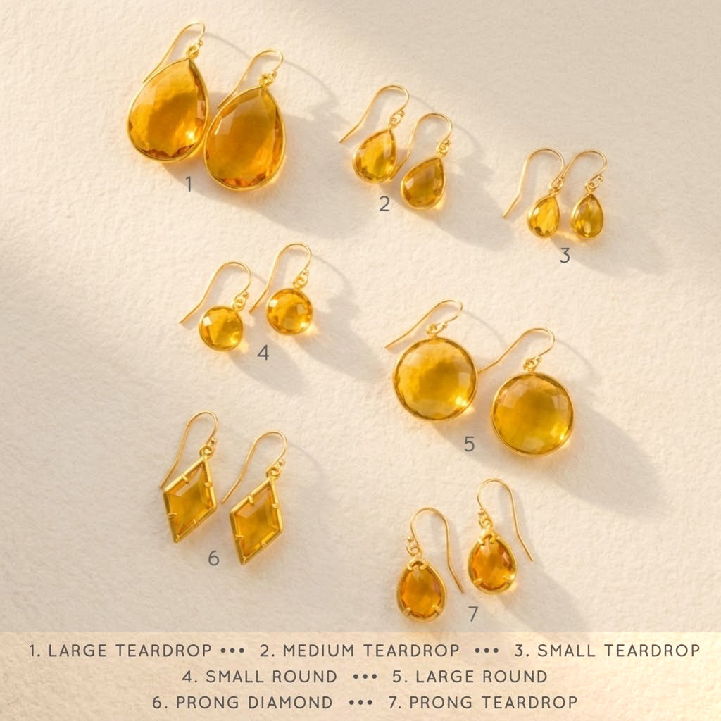 citrine jewelry set necklace and earrings yellow gemstone matching set