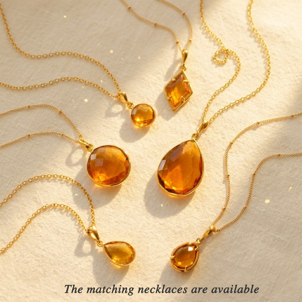 citrine pendant necklace gold matching jewelry set citrine gemstone