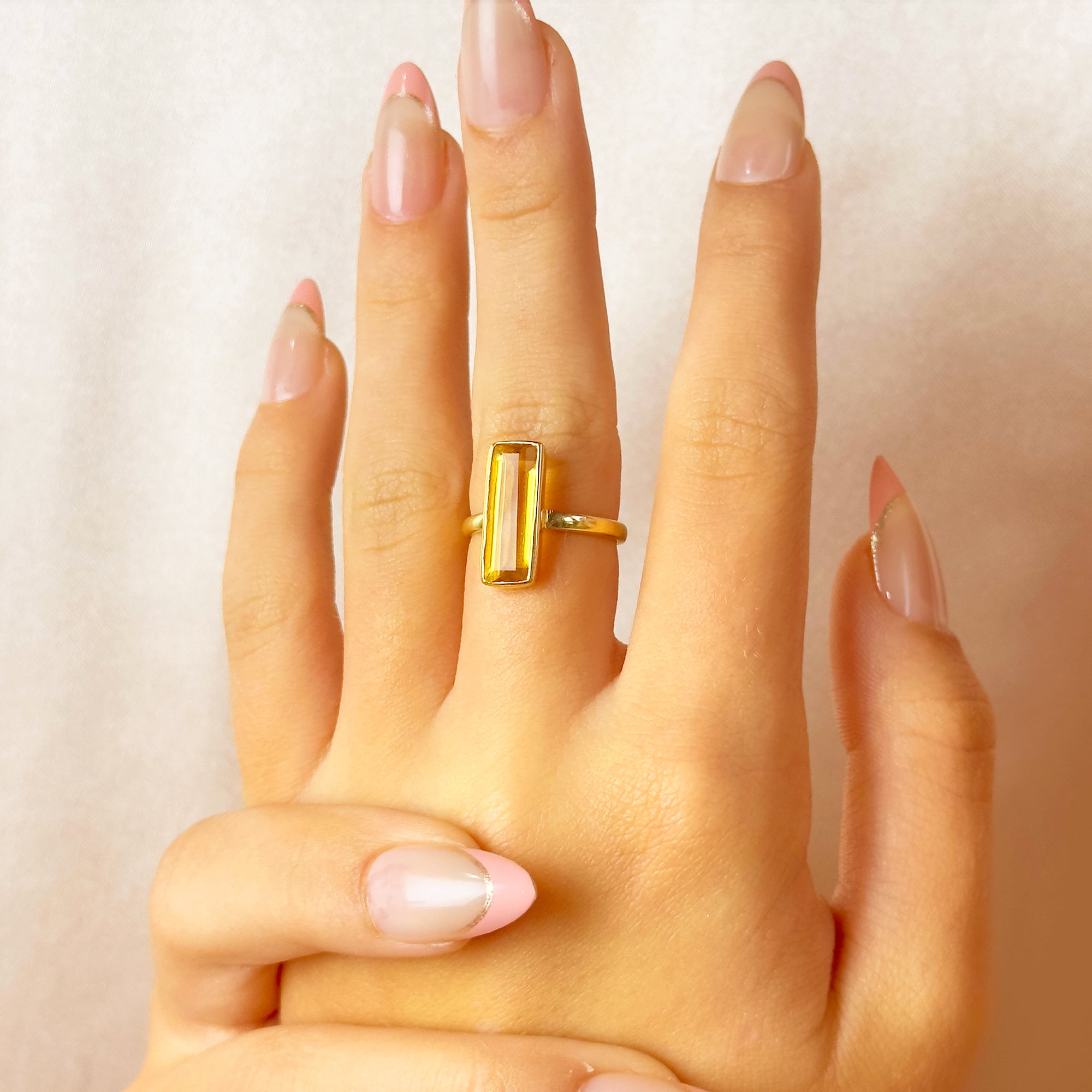 Citrine Bar Ring : November Birthstone