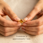 Diamond Shape Citrine Stacking Ring | November Birthstone, Custom diamond birthstone ring for mom, Sterling Silver, 18k Gold Vermeil Gemstone Ring