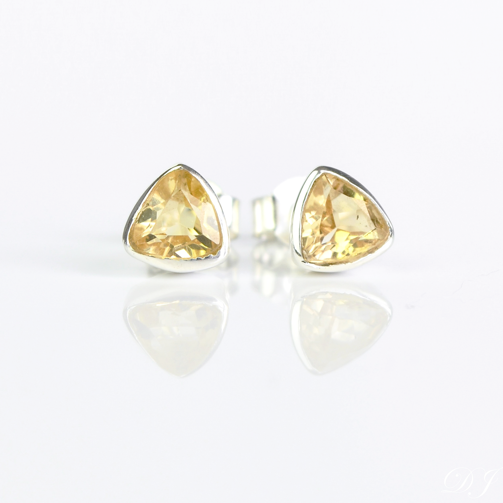 Minimalist Citrine Triangle Studs • November Birthstone
