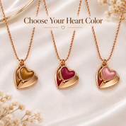 Endless Romance Double Heart Necklace, Boho Collection Rose Gold Red Heart Pendant