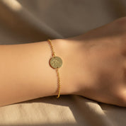 Astrology bracelet engraved with Gemini and Cancer constellations, delicate zodiac jewelry in gold filled finish