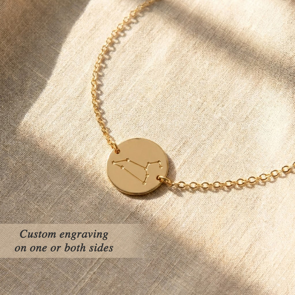 Sagittarius and Capricorn zodiac constellation bracelet in sterling silver, personalized astrology jewelry gift