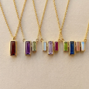 Elegant birthstone necklace for mother with colorful rectangular stones