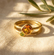 Mixed Shapes Diamond & Tiny Round Stacking Ring Set, Sterling Silver, 18k Vermeil Gold, Birthstone Rings for Mom, Mother's Stackable Rings for Women