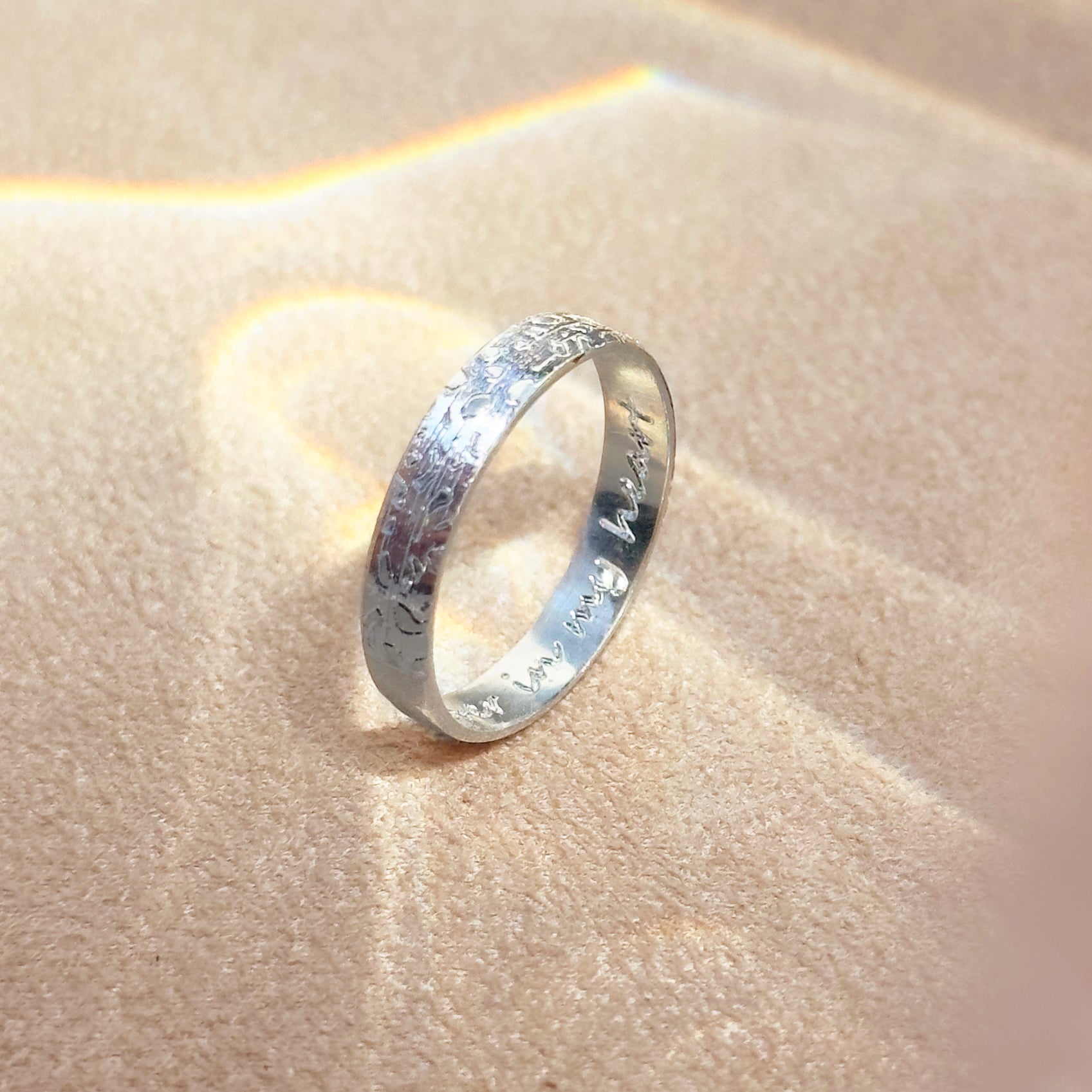 Custom Actual Dog or Pet Nose Print Wide Fingerband Engraved Ring [4mm], 925 Sterling Silver Gold Vermeil, Pet Memorial Christmas Gift for Pet Lover