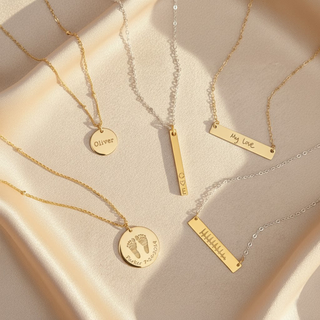 A mix of mama jewelry bar and disc necklaces together. Engraved bar necklace for mom with initials Personalized bar necklace for mama's birthday Custom family bar necklace for mom's gift Engraved bar pendant for mom's special day Personalized bar necklace for mother bear Custom bar necklace for moms with kids' birthstones Engraved family bar necklace for mama's heart