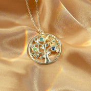 Custom Family Tree Birthstone Pendant Necklace, Sterling Silver, Gold Vermeil, Rose Gold Filled, Tree of Life Christmas Gift for Grandma, Mom, Nana