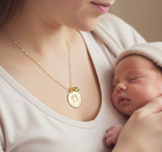 Custom Baby Footprint Necklace with Birthstone, Sterling Silver or Gold Keepsake Jewelry