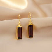 Garnet Bar Earrings : January Birthstone : Adira Series