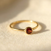 dainty garnet ring gold january birthstone stacking ring