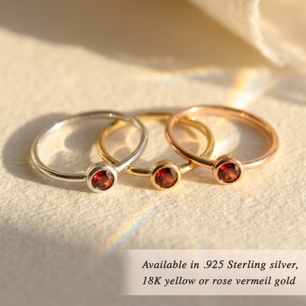 garnet rings set stacking birthstone rings gold filled
