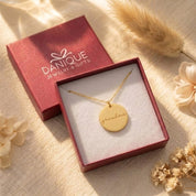 custom grandma necklace with 19mm round charm engraved on one or both sides, minimalist family jewelry gift