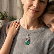 Mother's Necklace with Children's Birthstones & Leaf Initials, Personalized Mother's Cascade Necklace, Sterling Silver or Gold, Birthday Gift for Mom