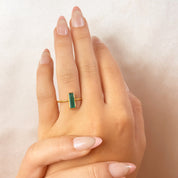 Tiny Green Onyx Bar Ring : May Birthstone