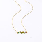 Custom Horizontal ZigZag Birthstone Mom Necklace