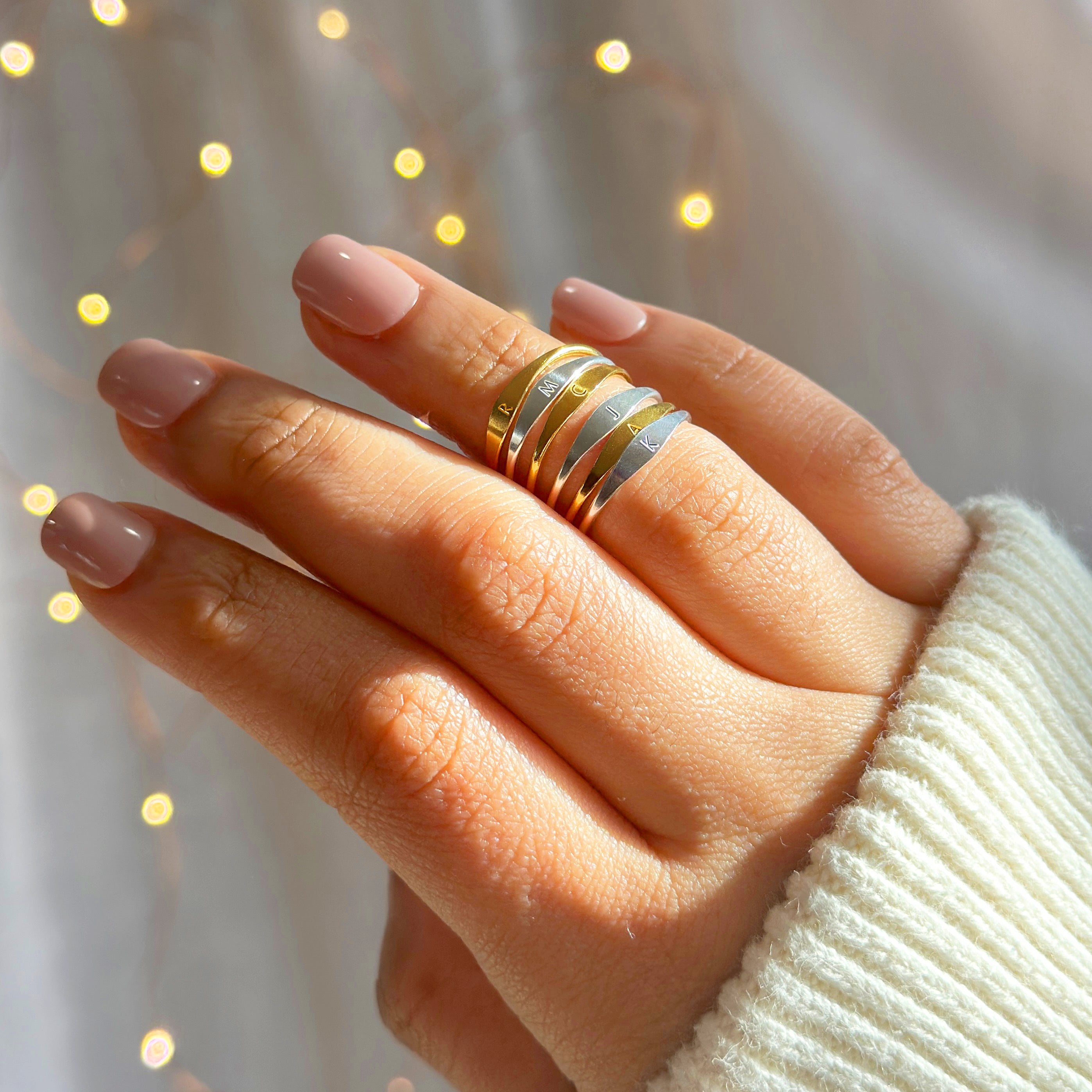 Dainty Custom Initial Shield Ring, Personalized Gold Filled or Sterling Silver Stacking Rings for Women, Letter Rings for Her, Birthday Gift for Her