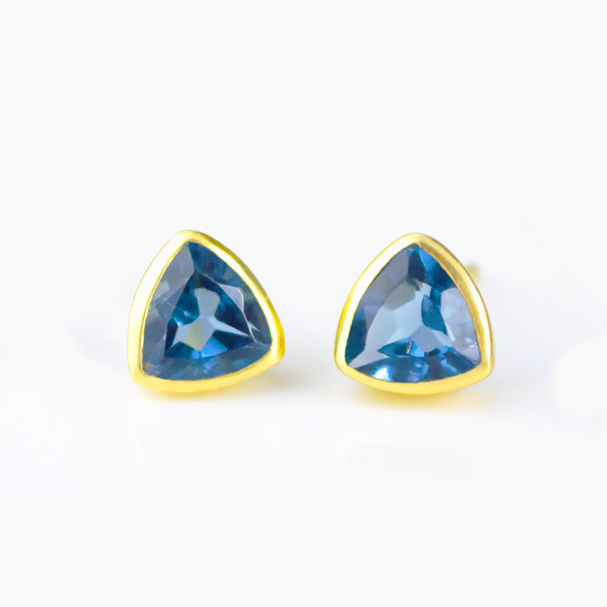 Minimalist Kyanite Triangle Studs • September Birthstone