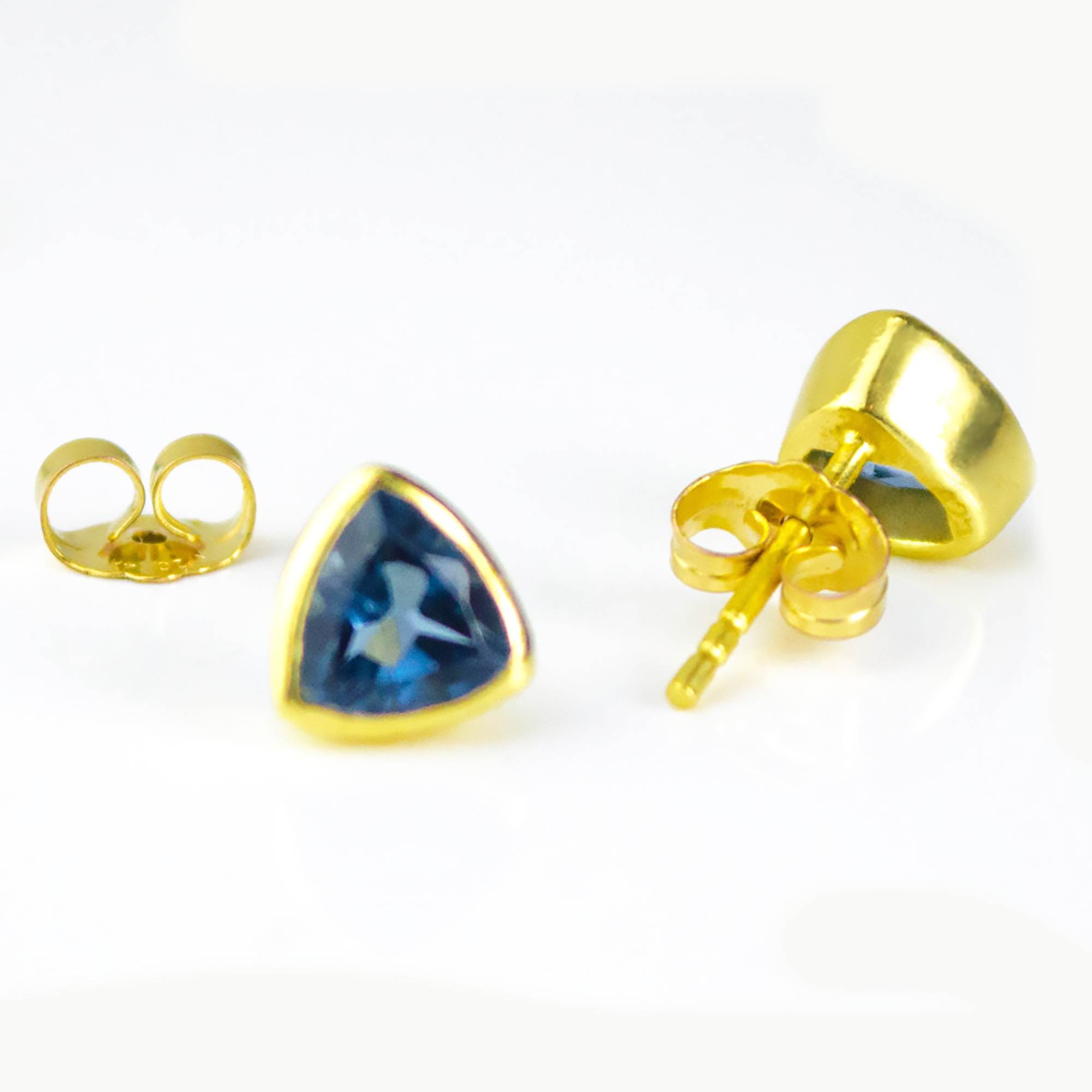 Minimalist Kyanite Triangle Studs • September Birthstone
