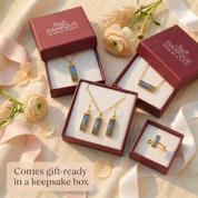 Personalized gemstone necklaces packaged in Danique Jewelry gift boxes ready for gifting