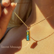 Labradorite bar necklace with custom engraving in gold, personalized vertical gemstone necklace for women