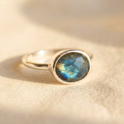 Sterling silver labradorite oval ring  birthstone rings, gemstone rings stack ring stackable rings