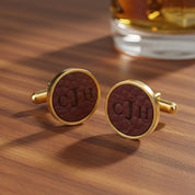 Genuine, full-grain espresso leather cufflinks with monogram style. GCustomize cufflinks for a graduate, new promotion, prom, formal events, groomsman or wedding party gifts. gift ready. mens anniversary gifts, gifts for men, christmas gifts for him, valentine's day gifts for men, gift for husband, gift for fiance, father's day gift, birthday gift, wedding anniversary gift, wedding party gift, father of the groom gift, father of the bride gift, leather anniversary gift, 3rd wedding anniversary gift