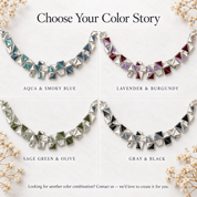 
Geometric pyramid necklace color options in Aqua Navy Blue Lavender Burgundy Sage Olive Gray and Black