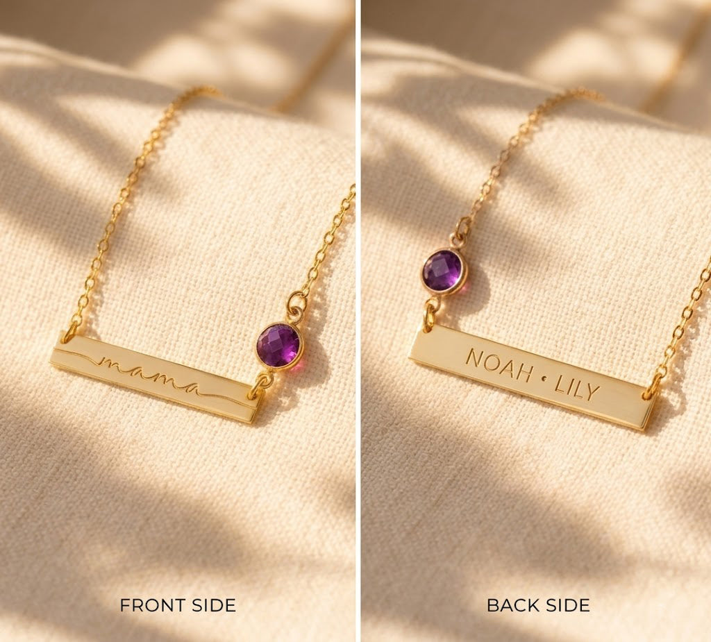 Mama Birthstone Bar Necklace