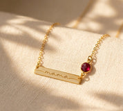 Mama Birthstone Bar Necklace