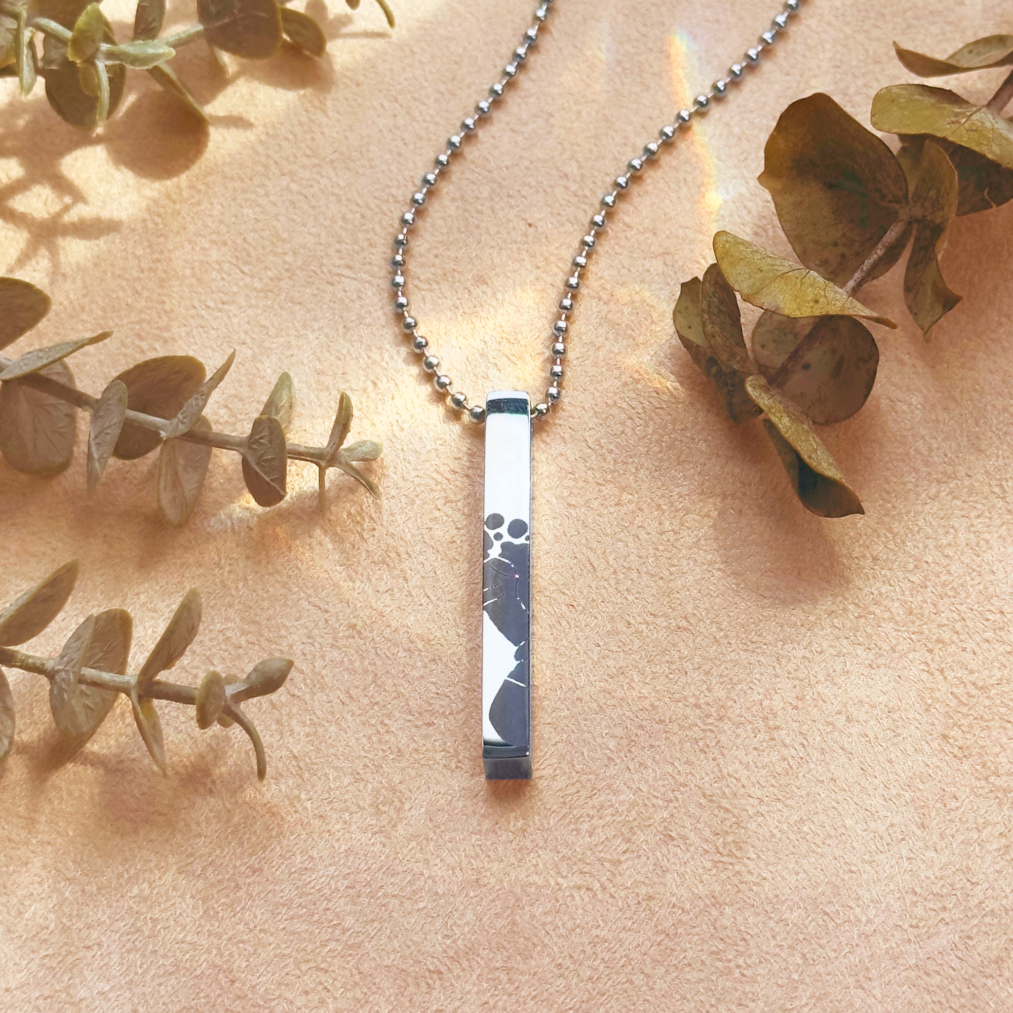 Men's Custom 3D Bar Necklace, Fingerprint or Signature Engraved Pendant for Men, Personalized Bar Pendant, Black, Silver, Gold, Men's Memorial Jewelry