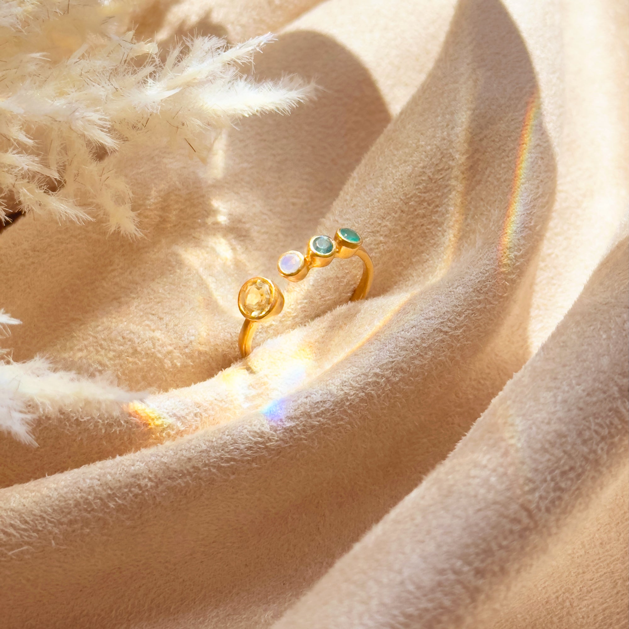 Custom Birthstone Adjustable Ring - Mom of Three Kids