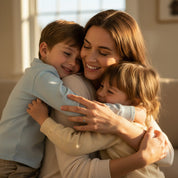 Custom birthstone ring for mom symbolizing children, featuring September sapphire and October opal stones, meaningful mother’s jewelry gift celebrating family connection, perfect birthday or Mother’s Day present for mom.