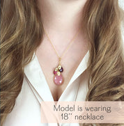 Mother's Necklace with Children's Birthstones & Leaf Initials, Personalized Mother's Cascade Necklace, Sterling Silver or Gold, Birthday Gift for Mom