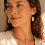Moonstone Bar Earrings, June Birthstone Drop Earrings in Sterling Silver or Gold