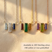 Custom vertical birthstone necklace for mother with gemstone charms