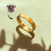 Custom Actual Dog or Pet Nose Print Wide Fingerband Engraved Ring [4mm], 925 Sterling Silver Gold Vermeil, Pet Memorial Christmas Gift for Pet Lover