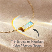 Opalite horizontal bar necklace in yellow gold shown as an October birthstone alternative.