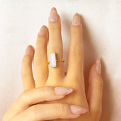 Opalite Bar Ring : October Birthstone