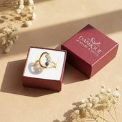Gift boxed personalized mom birthstone ring with three stones
