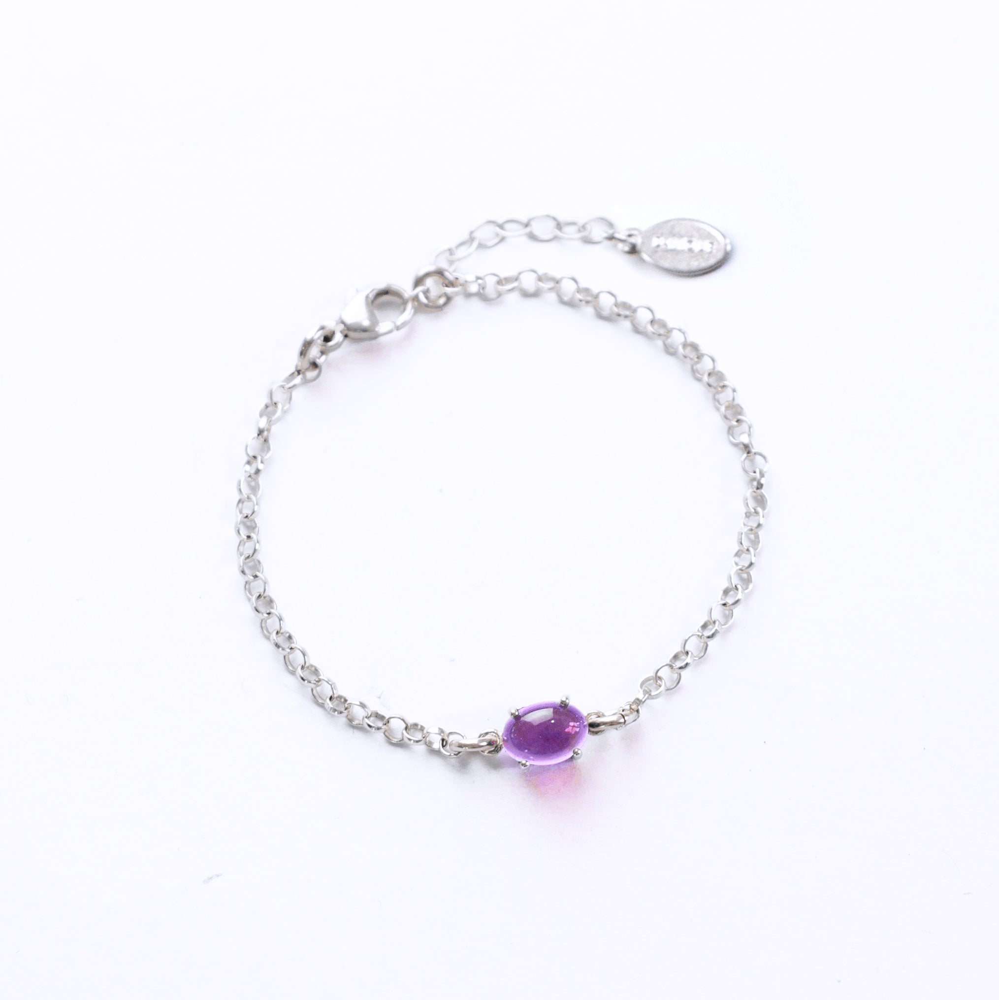 Custom Mom Bracelet - Cabochon Prong Set Birthstone Charm