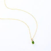 Oval Cabochon Birthstone Necklace - Vertical Prong-Set