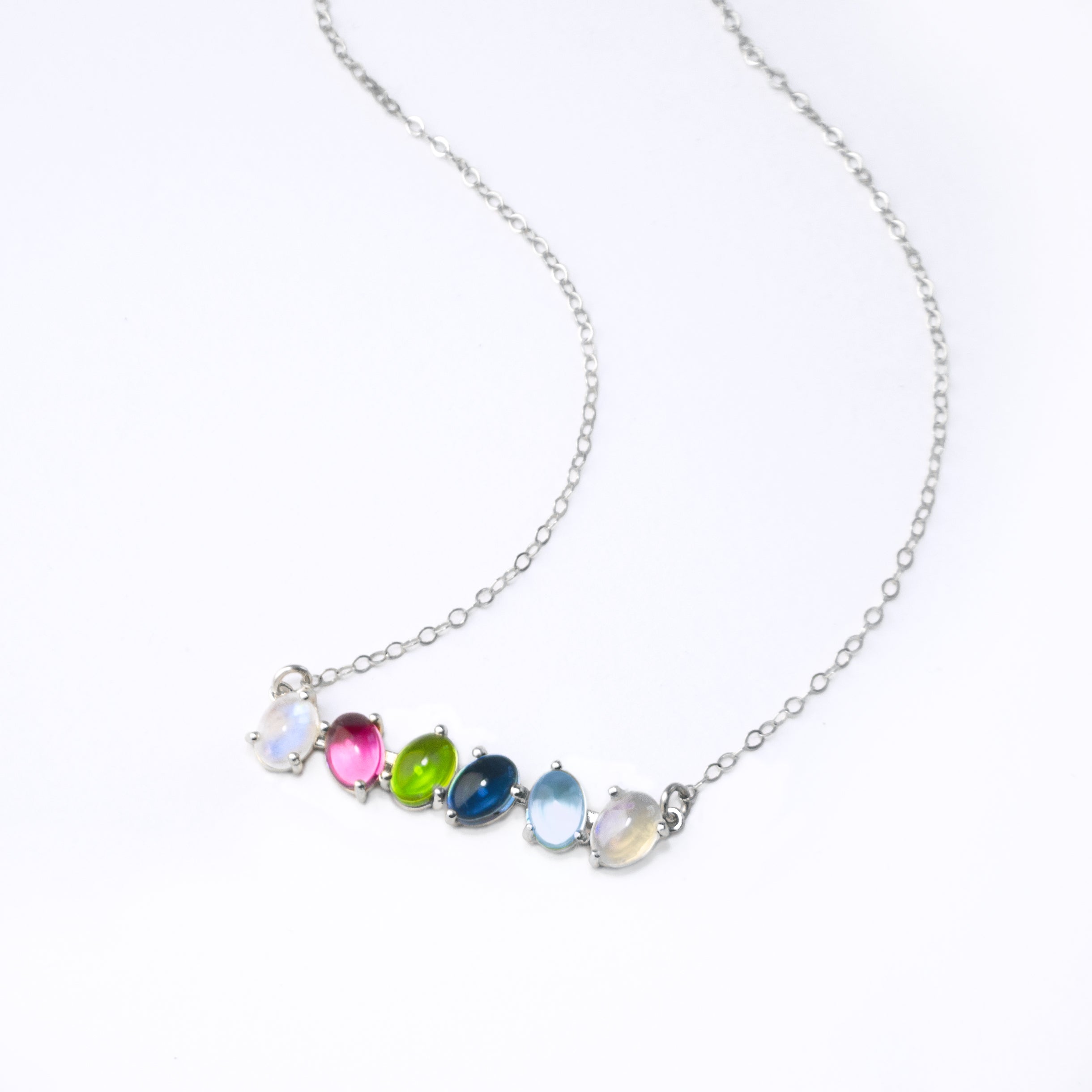 Custom Mom Multi-Stone Oval Necklace