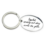 Custom Photo or Monogram Oval Keychain, Actual Handwriting or Drawing, Personalized Monogrammed Stainless Steel Mirror Finish Keychain, Christmas Gift
