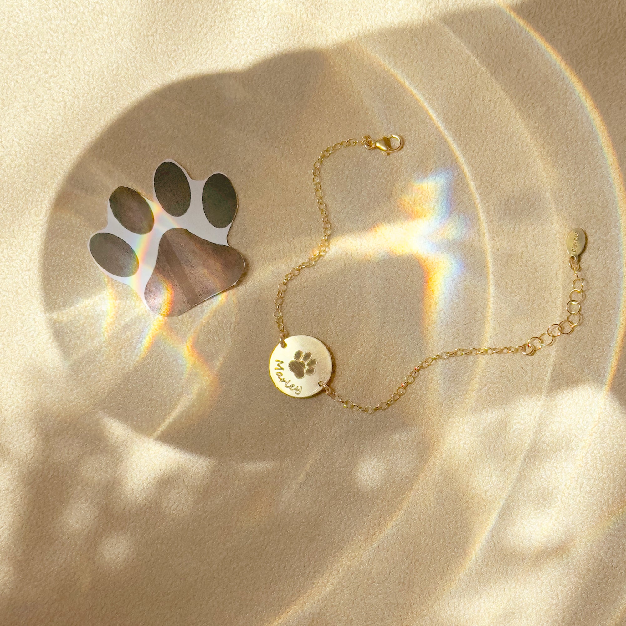 Personalized Pet Disc Anklet with Paw Print and Name