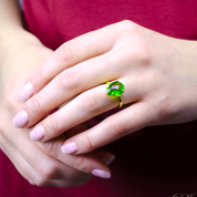 Aqua Chalcedony Teardrop Prong Set Ring • March Birthstone