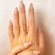 Pink Chalcedony Bar Ring : October Birthstone